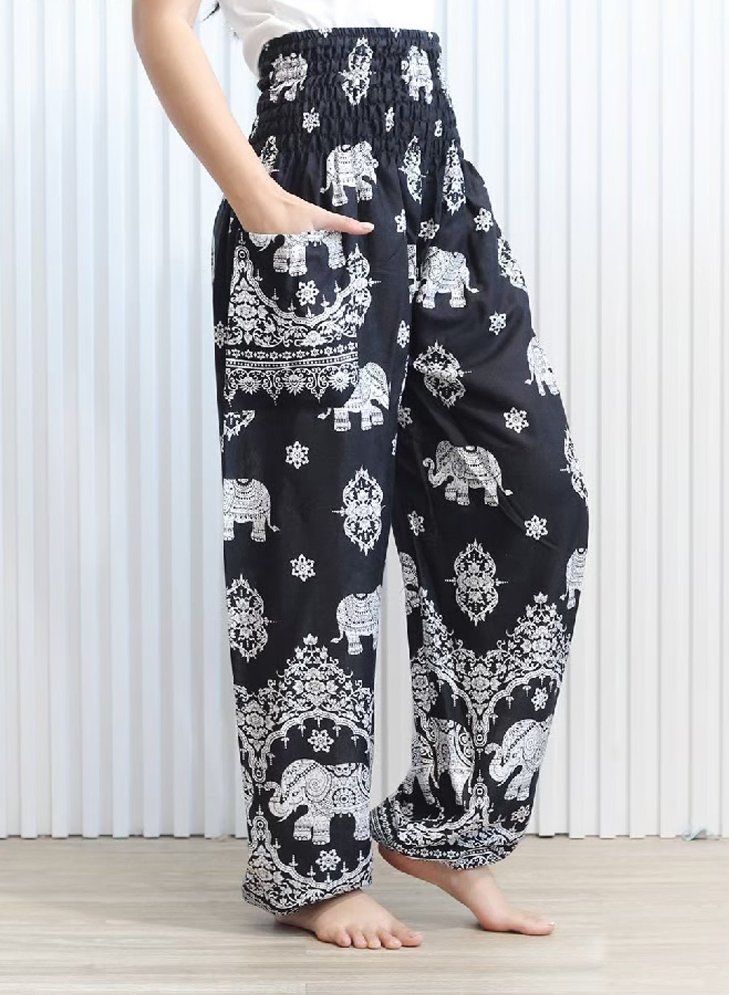Harem Pants Black Elephant