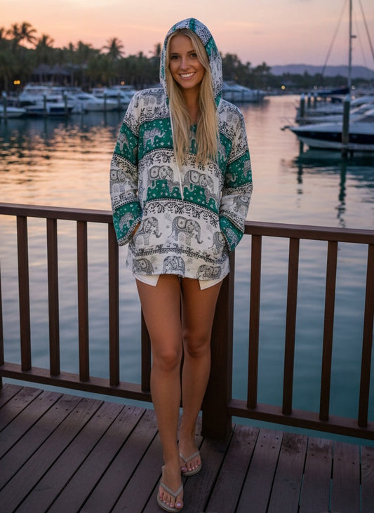 Hoodie Green Elephant