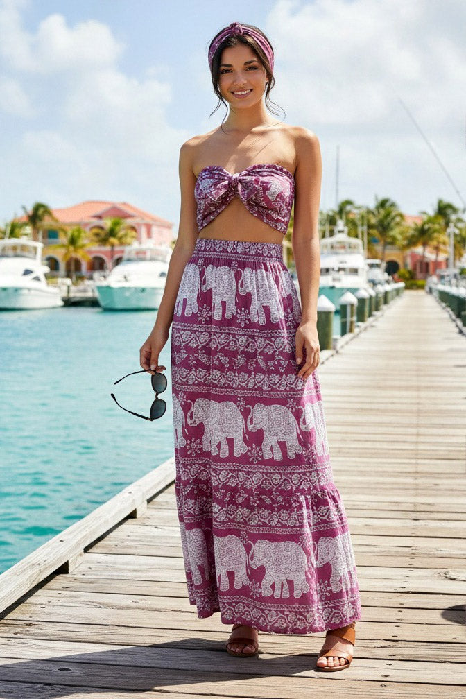 Bow-Tie Top Set Cerise