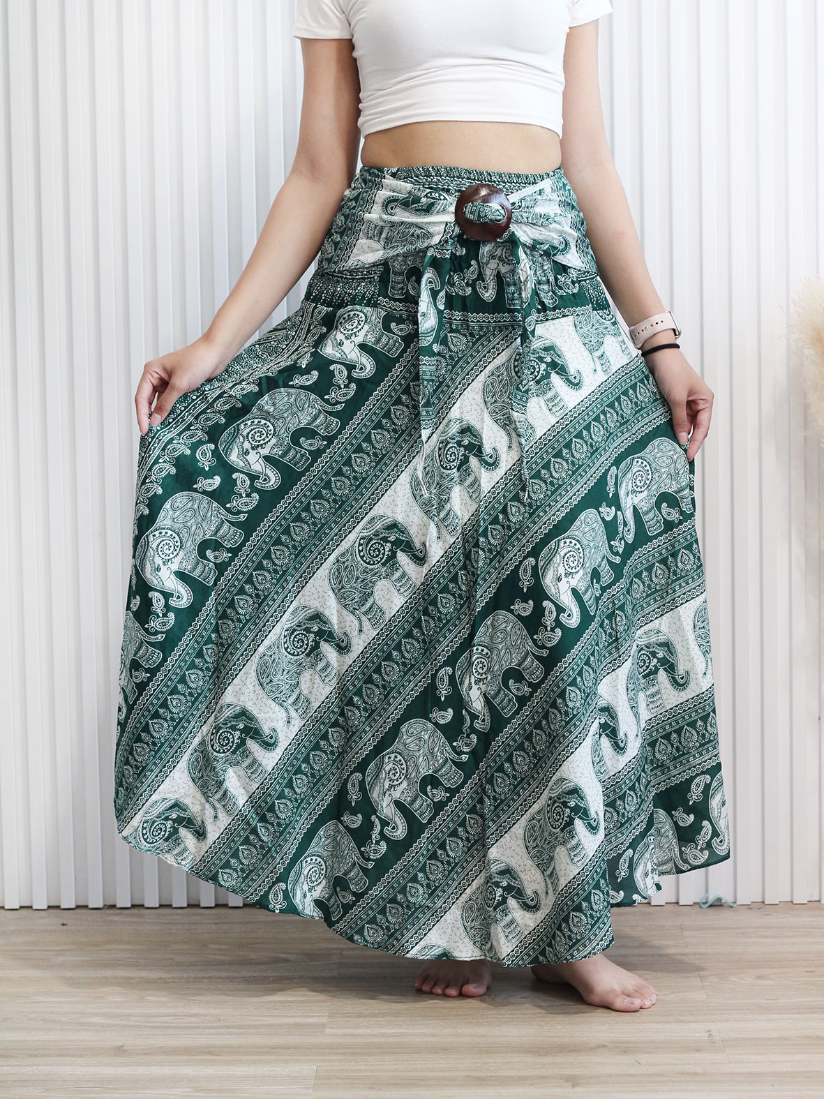 Convertible Maxi Skirt Green Elephant
