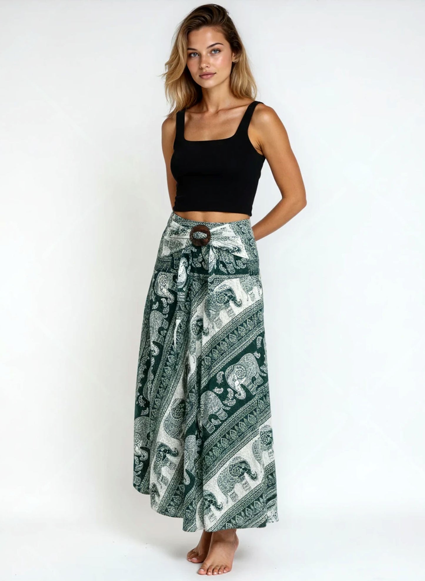 Convertible Maxi Skirt Green Elephant